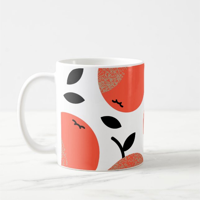 Red Apples: Golden Textured Pattern. Coffee Mug (Left)