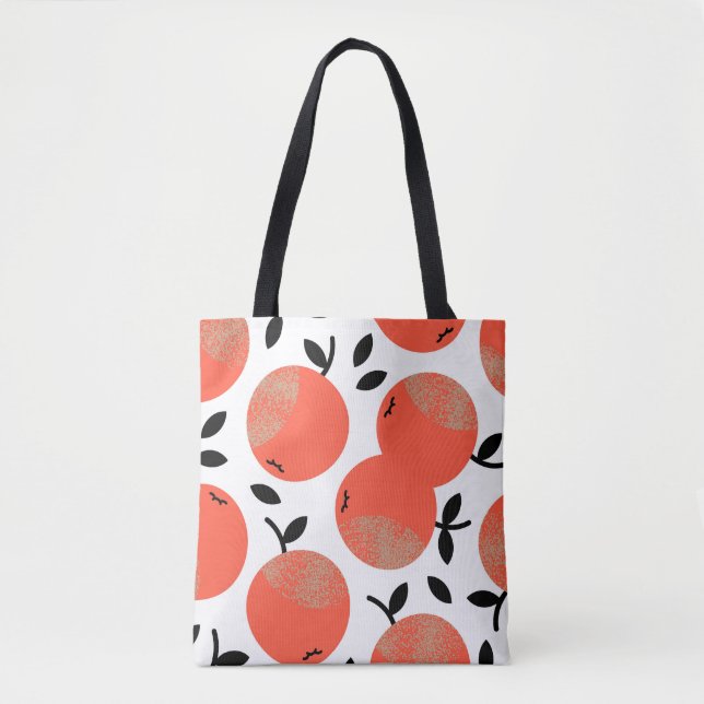 Red Apples: Golden Textured Pattern. Tote Bag (Front)