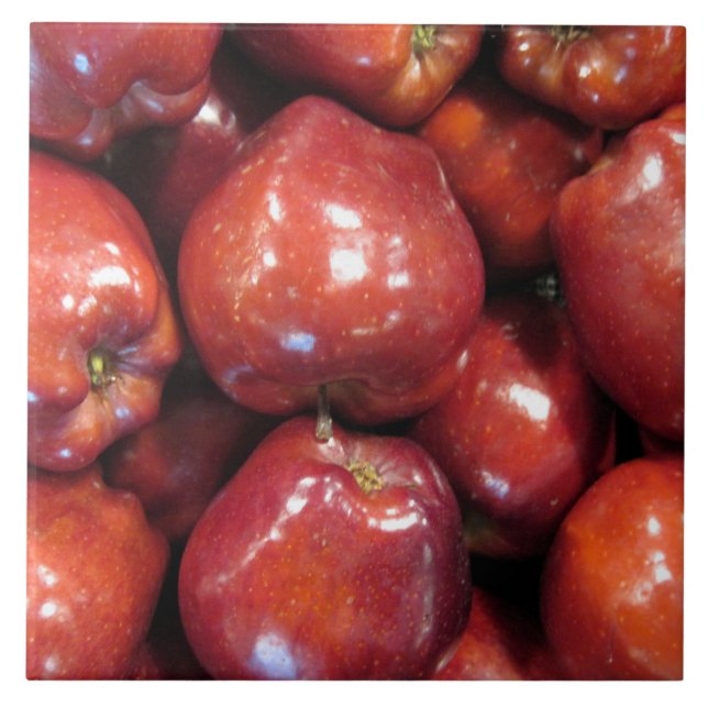 Red Apples Large (6" X 6") Ceramic Photo Tile (Front)