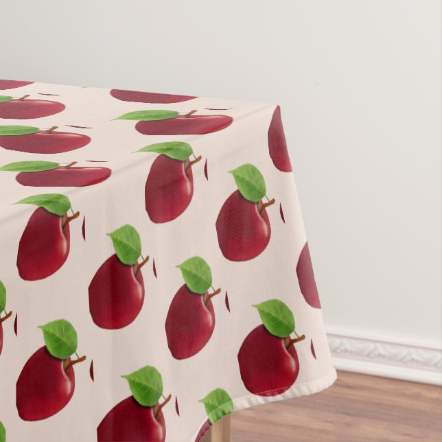 Red Apples on Light Beige Tablecloth (In Situ)
