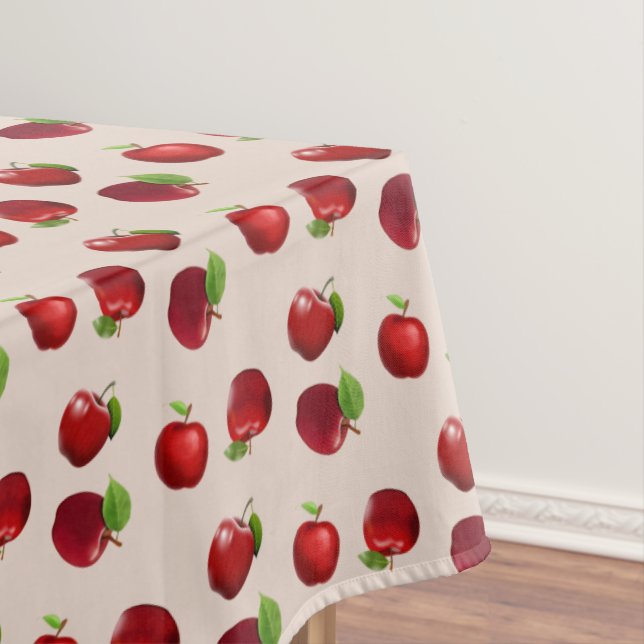Red Apples on Light Beige Tablecloth (In Situ)