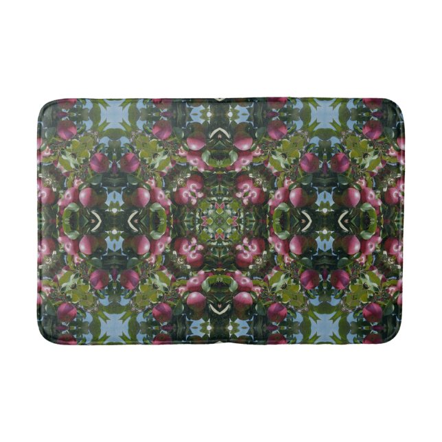 Red Apples On Tree Nature Abstract Kaleidoscope  Bath Mat (Front)