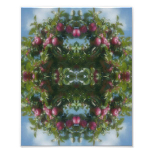 Red Apples On Tree Painting Abstract 8x10 Photo Print