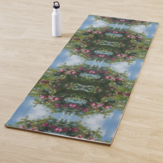 Red Apples On Tree Painting Abstract  Yoga Mat (In Situ)