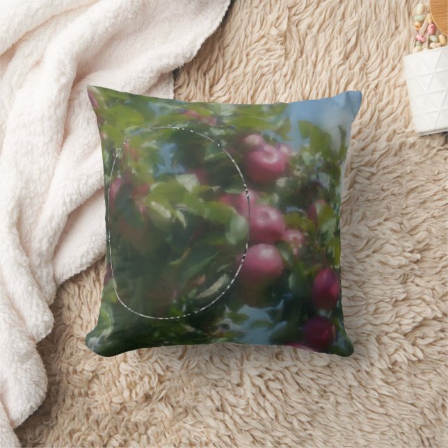 Red Apples On Tree Painting Add Your Photo Cushion (Blanket)