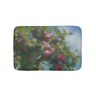 Red Apples On Tree Painting Bath Mat