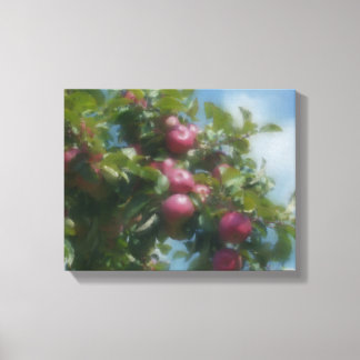 Red Apples On Tree Painting Canvas Print