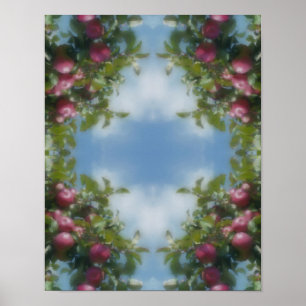 Red Apples On Tree Photo Painting Nature Art Poster