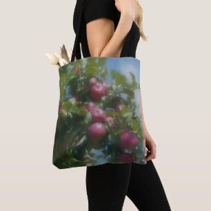 Red Apples On Tree Photo Painting Tote Bag