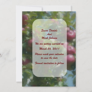 Red Apples On Tree Wedding Save The Date Invitation