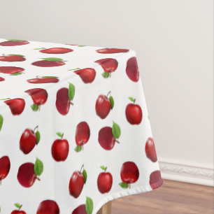 Red Apples on White Tablecloth
