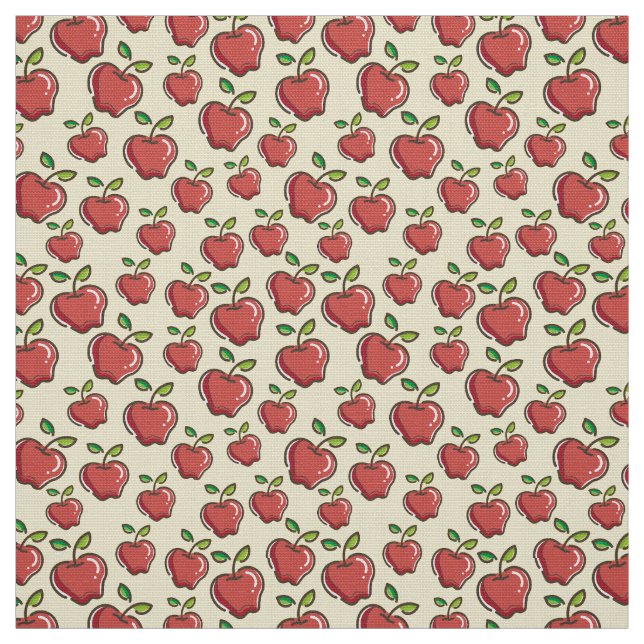 Red Apples On Yellow Background Pattern Design Art Fabric (Swatch)