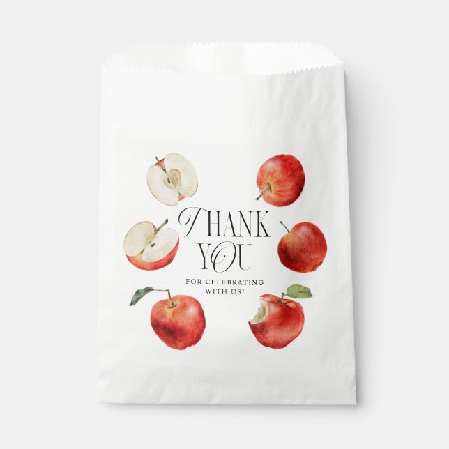 Red Apples Rustic Baby Shower Favour Bags (Front)