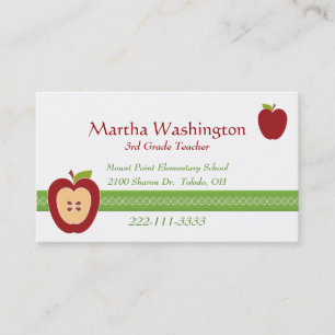 Red Apples Stylish Teacher's Business Card