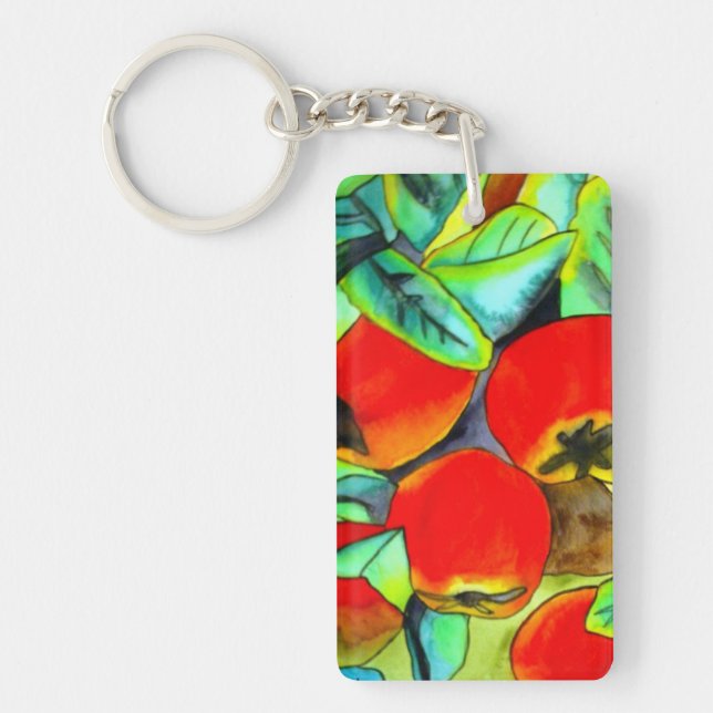 Red Apples watercolor fruit art painting Key Ring (Front)