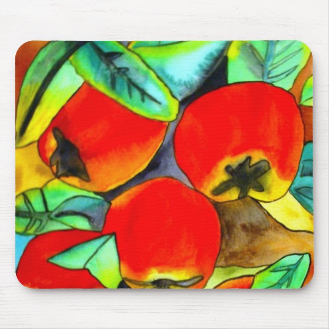 Red Apples watercolor fruit art painting Mouse Pad (Front)