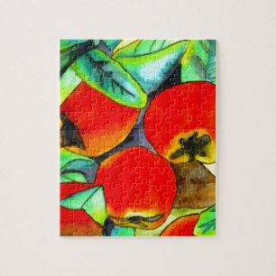 Red Apples watercolor original art painting Jigsaw Puzzle