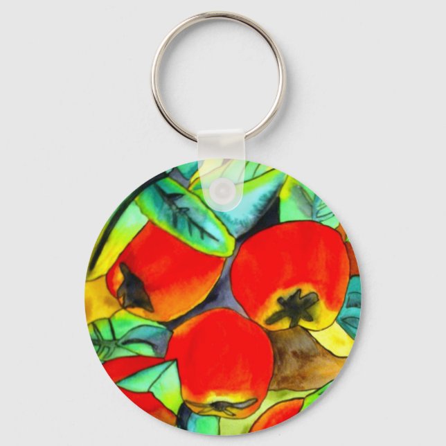 Red Apples watercolor original art painting Key Ring (Front)