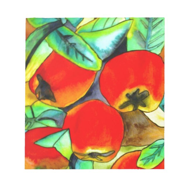 Red Apples watercolor original art painting Notepad (Front)