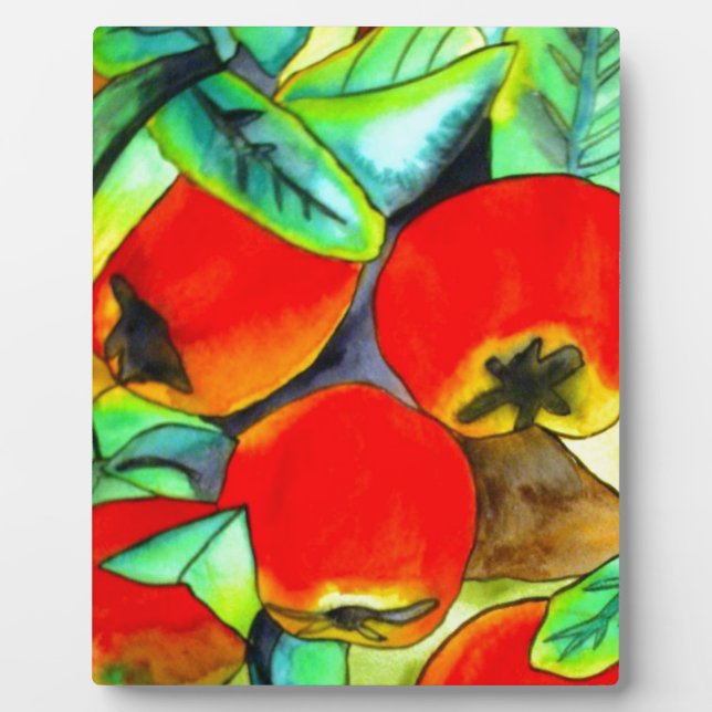 Red Apples watercolor original art painting Plaque (Front)