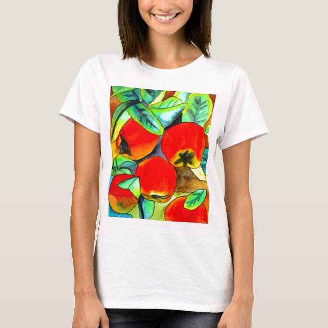 Red Apples watercolor original art painting T-Shirt (Front)