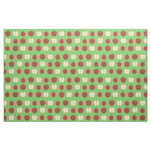 Red Apples, Whole and Sliced on Green Fabric