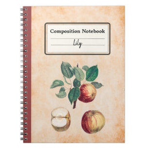 Red Apples With Leaves Personalised Composition Notebook