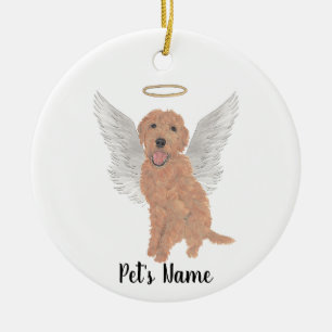 Red Apricot Golden Doodle Sympathy Memorial Pillar Ceramic Tree Decoration