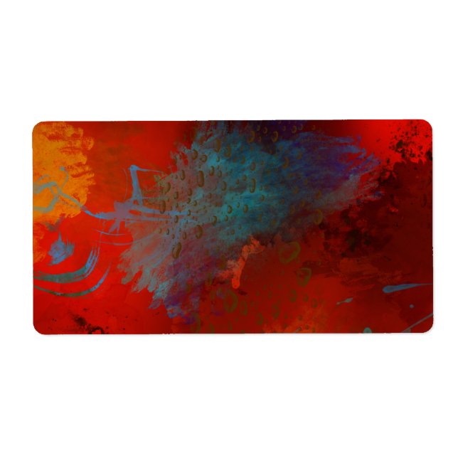 Red, Aqua & Gold Grunge Digital Abstract Art (Front)
