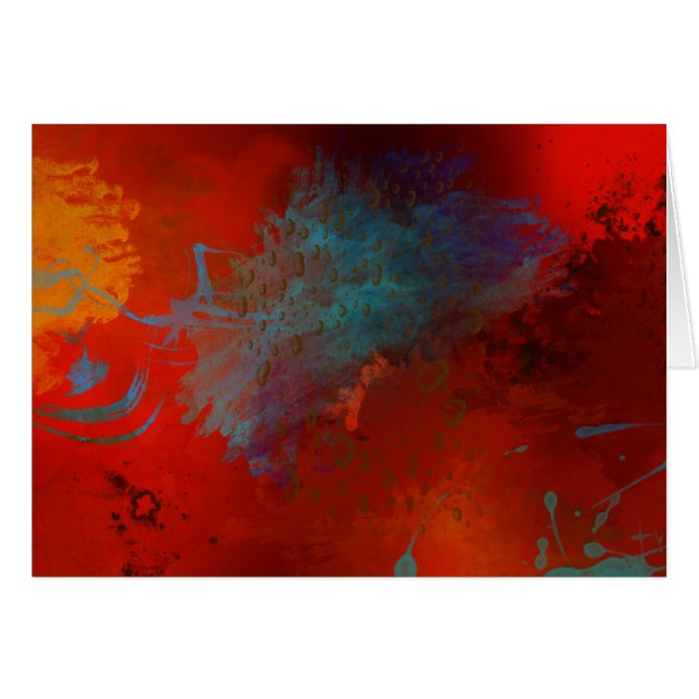 Red, Aqua & Gold Grunge Digital Abstract Art (Front Horizontal)