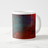 Red, Aqua & Gold Grunge Digital Abstract Art
