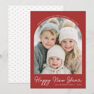 Red Arch New Year Photo Holiday Card