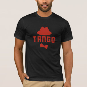 Red Argentine Tango Fedora Hat and Bowtie T-Shirt