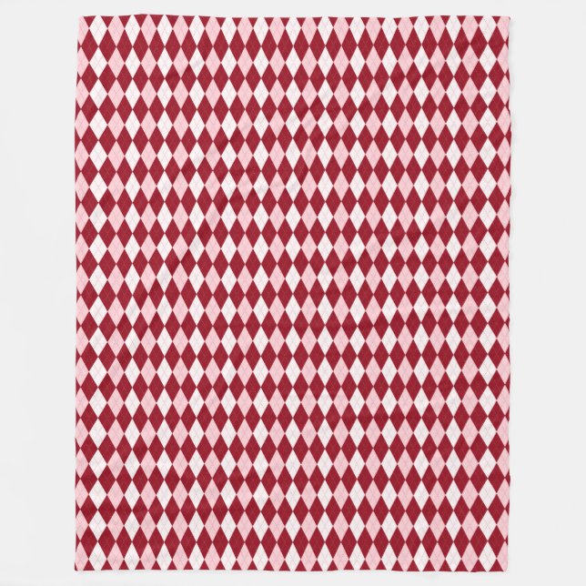 Red Argyle Crimson Pink Small Diamond Shape Fleece Blanket (Front)