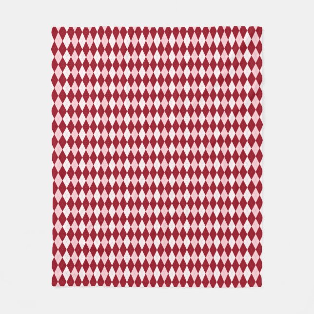 Red Argyle Crimson Pink Small Diamond Shape Fleece Blanket (Front)