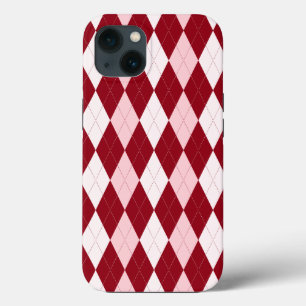 Red Argyle Crimson Pink Small Diamond Shape iPhone 13 Case