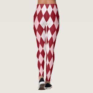 Red Argyle Crimson Pink Small Diamond Shape Leggings