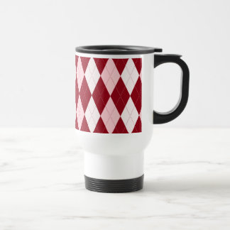 Red Argyle Crimson Pink Small Diamond Shape Travel Mug