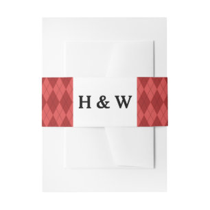 Red Argyle Invitation Belly Band