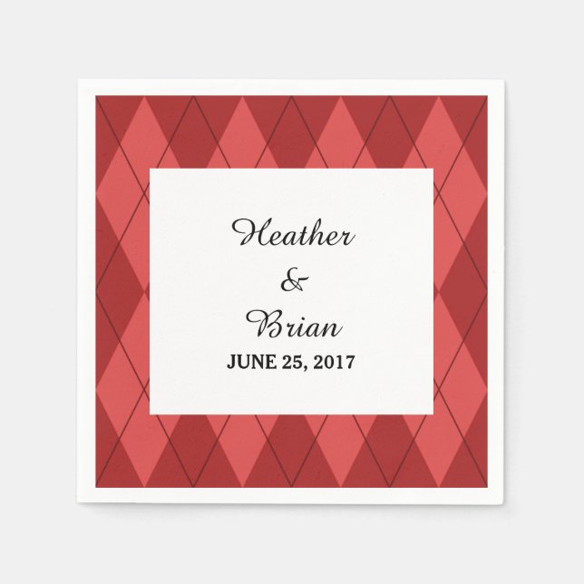 Red Argyle Paper Napkins (Front)