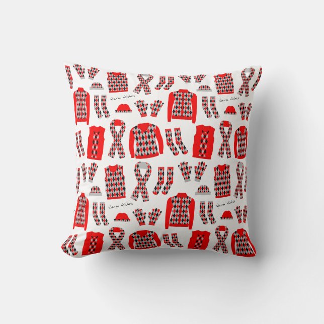 Red Argyle Pattern Items Pillow (Front)