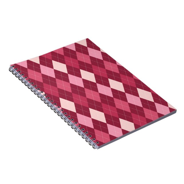Red argyle pattern spiral notebook (Right Side)