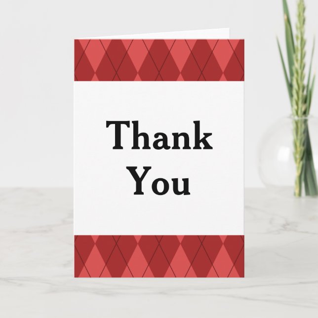 Red Argyle Thank You Card (Front)