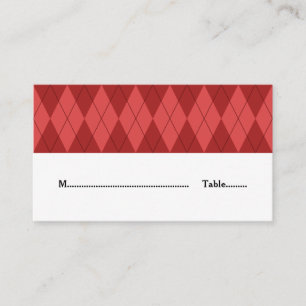 Red Argyle Wedding Place Card