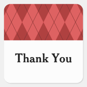 Red Argyle Wedding Thank You Stickers