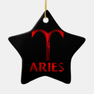 Red Aries Horoscope Symbol Ceramic Tree Decoration