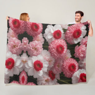 Red Armeria Floral Fleece Blanket – Luxurious High
