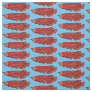 Red Arowana fish cartoon illustration Fabric