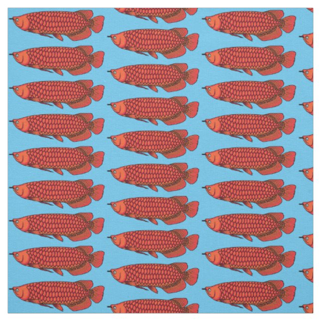 Red Arowana fish cartoon illustration  Fabric (Swatch)