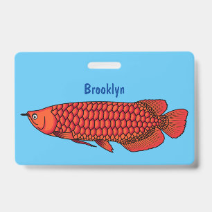 Red Arowana fish cartoon illustration ID Badge